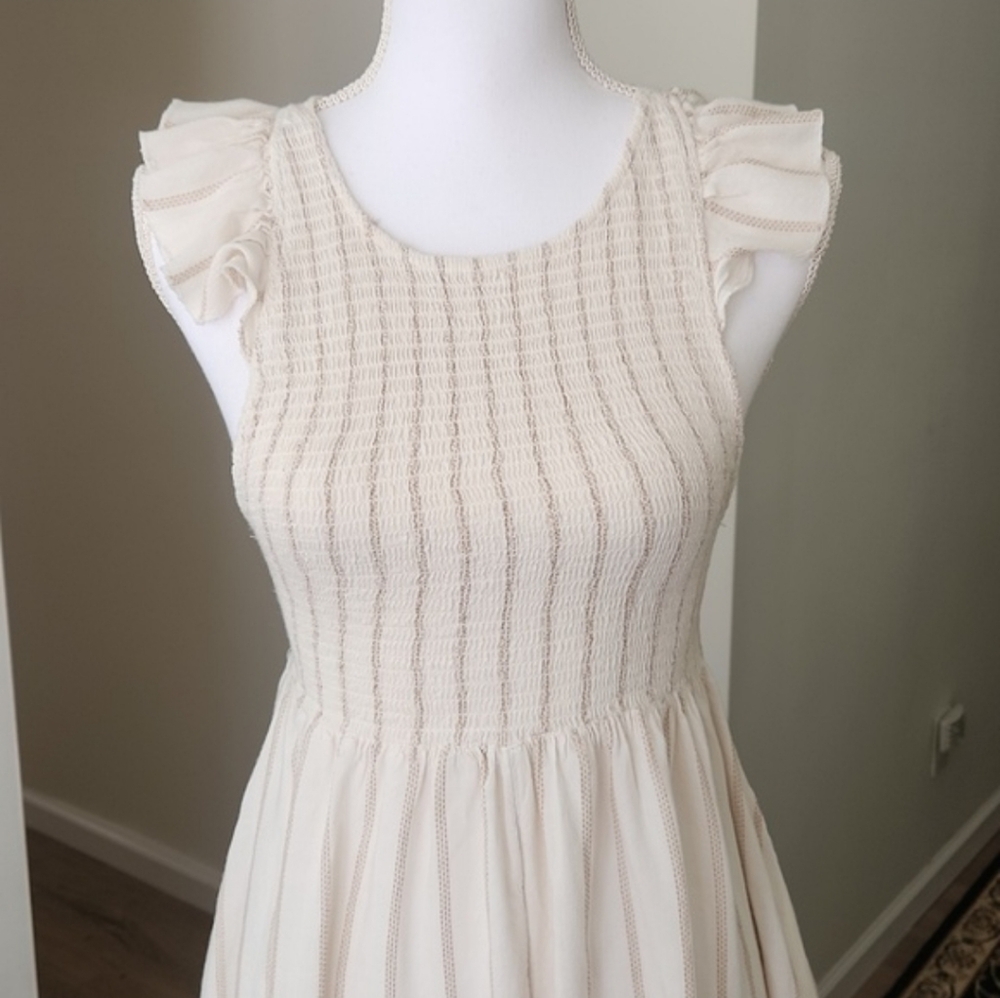 Free People Chambray Butterflies Midi Dress in Ivory Stripped XS - Picture 14 of 14